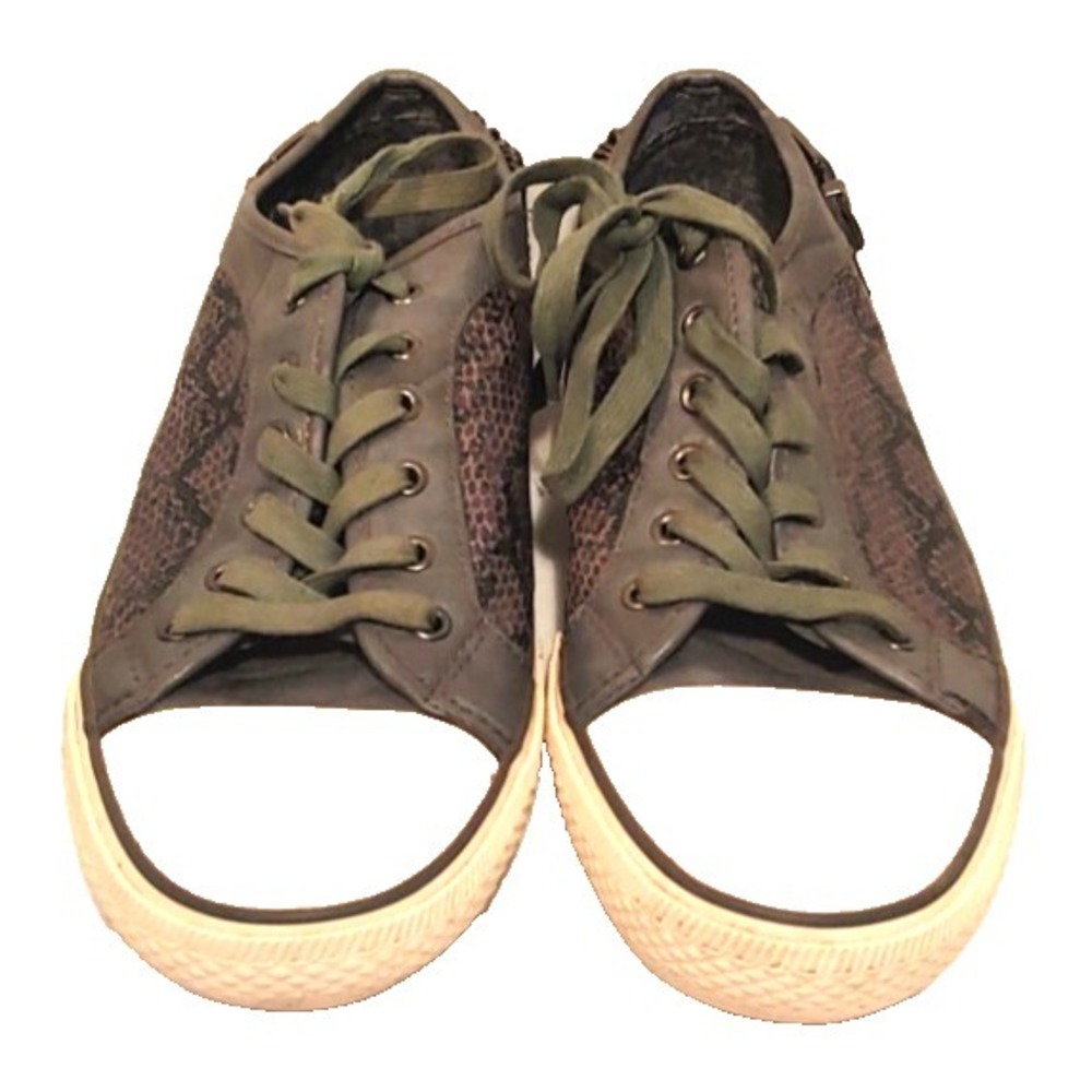 ALDO Gunmetal Gray Men's Size 11 Faux Snake Skin Tennis Sneaker Shoe Safety Pins